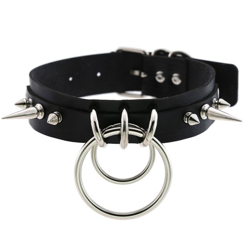 KMVEXO Punk Spike Metal Collar Girls Leather Harness Choker Necklace for Women Party Club Chockers Gothic Jewelry Harajuku 2022 ► Photo 1/6