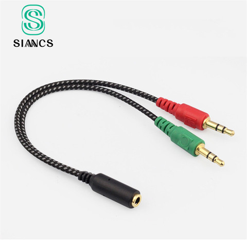 Nylon 3.5mm Jack male to 3.5 Microphone  and earphone female Extension Aux Audio Splitter Cable Y Stereo Splitter for iPhone 5s ► Photo 1/5