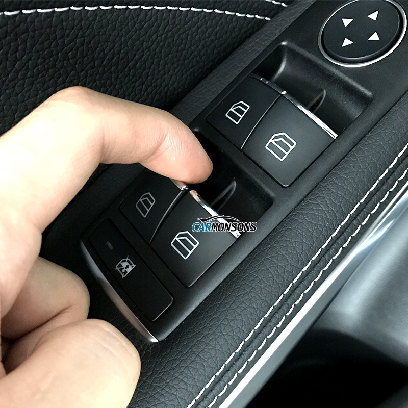 Chrome Car Door Window Control Covers Interior Door Window Lift Switch Button Cover Trim Fit for Mercedes Benz A/B/C/E/GLE/GLA/CLA/GLK/ML W212 W204 for Tesla Model S Model X 2014-2018 