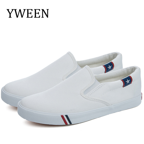 YWEEN new men vulcanize shoes man fashion sneakers leisure platform flats student breathable white single shoes slip-on shoes ► Photo 1/6