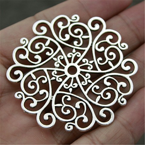 WYSIWYG 2pcs 55x52mm Flower Pendants Charm Mandala Mandala Flower Pattern Pendants Flower Mandala Charm For Jewelry Making ► Photo 1/4