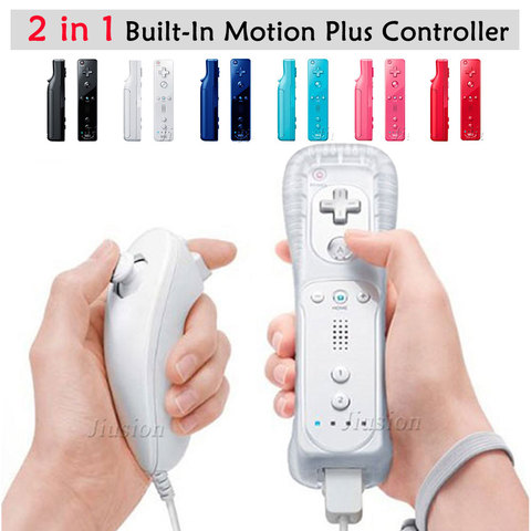 Built-in Motion Plus Nunchuck For Nintendo Wii 2In1 Set Wireless Gamepad Joystick Controller Remote Game Pad Accessories геймпад ► Photo 1/6