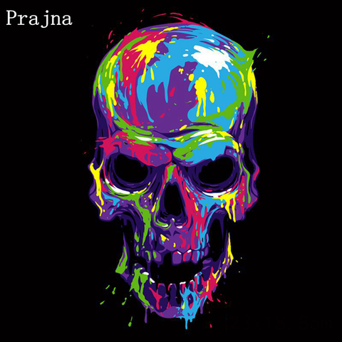 Prajna Skull Style Iron On Patches For Clothing Stickers Heat Transfer Ironing On Transfers Thermal Badge On Clothes T-shirt DIY ► Photo 1/6