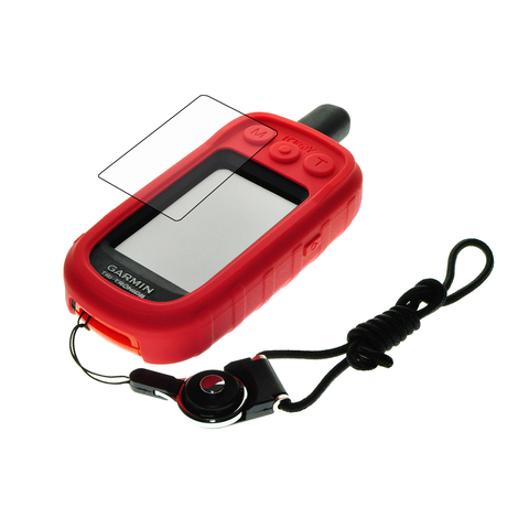 Protect Silicone Case + Black Detachable Ring Neck Strap+Screen Protector for Handheld GPS Garmin Alpha 100 Alpha100 ► Photo 1/6