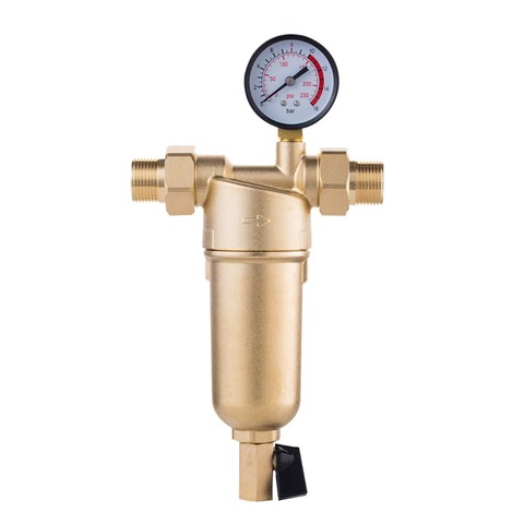 Siphon backwas Pre-filter water filter purifier system whole brass body stainless steel mesh prefiltro with gauge free shipping ► Photo 1/6