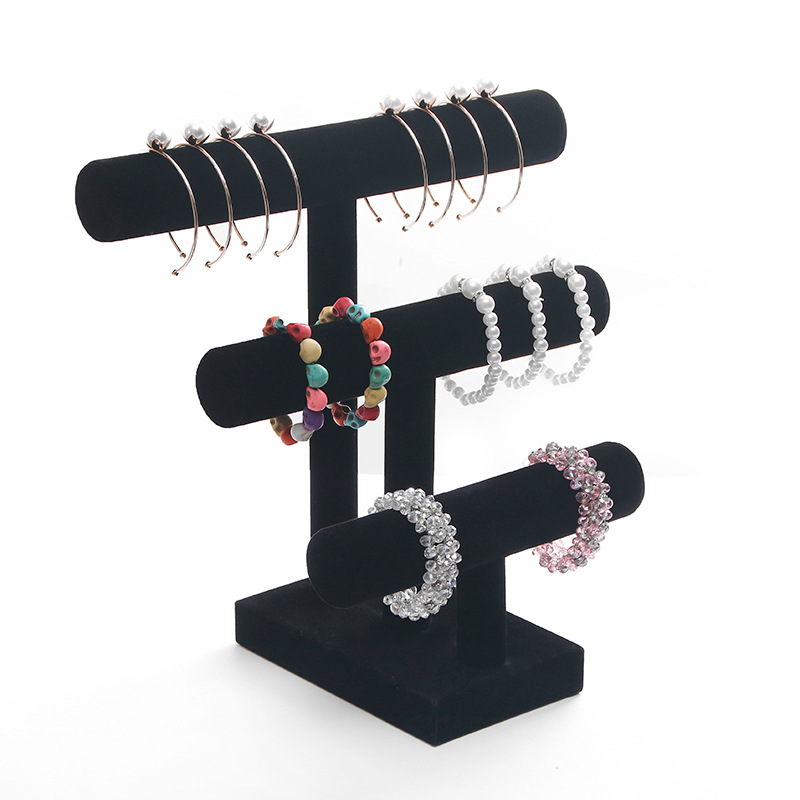 Velvet Bracelet Bangle Display Stand Pendant Anklet Jewelry Organizer T-Bar Rack 