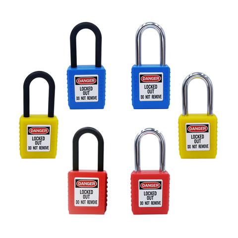 Lock safety padlock ABS security padlock nylon industrial lock 38mm plastic shackle steel with 2 unique key ► Photo 1/6