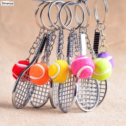 Tennis Racket Keychain - Cute Sport Mini Keychain car 6 color Pendant Keyring Sports Key Chain Who love sports Gifts 17248 ► Photo 1/6