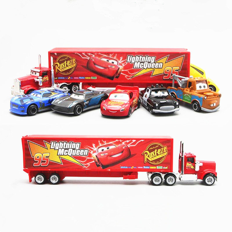 7pc Cars 2 Lightning McQueen Racer Car & Mack Truck Kids Toy Collection Set Gift 