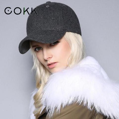 Wool Womens Peaked Cap COKK Wool Baseball Cap Women Men Snapback