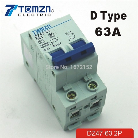 2P 63A D type 240V/415V 50HZ/60HZ Circuit breaker MCB safety breaker ► Photo 1/1