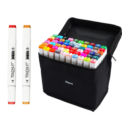 Touchliit 6th Alcohol Based Dual Heads Marker White Rod Pen 168 Colors Available Art Students Oil Markers Anime Sketch Design ► Photo 1/6