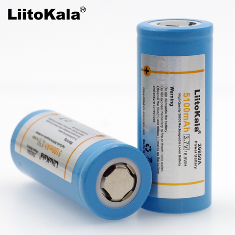2PCS LiitoKala 26650-55A 5000mAh 26650 Li-ion 3.7v Rechargeable Battery for Flashlight 20A 3.6V Power batteries ► Photo 1/4