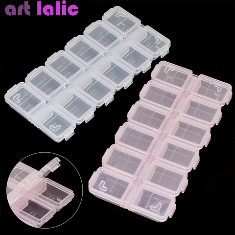 12 Grid Nail Art Storage Box Empty Plastic Rectangle Case Rhinestone Bead Dried Flower Earring Jewelry Box Manicure Container ► Photo 1/4