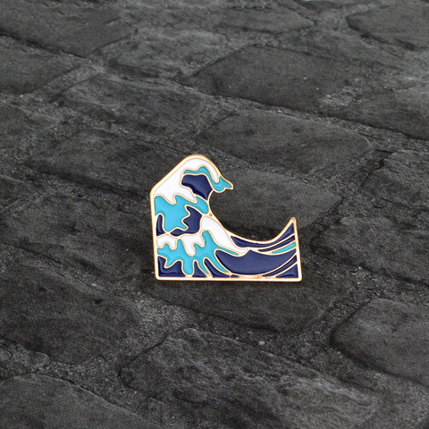 Cool Summer Holiday Ocean jewelry Blue Sea wave brooch Men women clothing backpack bag accessories Pins For Gift ► Photo 1/6
