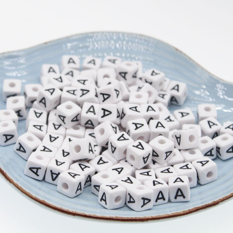 CHONGAI 20Pcs Cube Acrylic Letter Beads Single Alphabet A-Z White