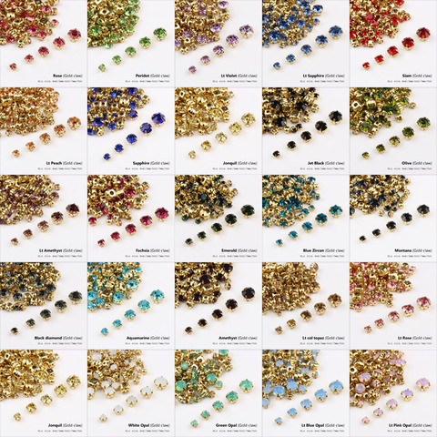 Mixed size sewn rhinestone 24 colors and gold claw glass stone  crystal  for DIY decoration shoes and hats luggage decoration ► Photo 1/6