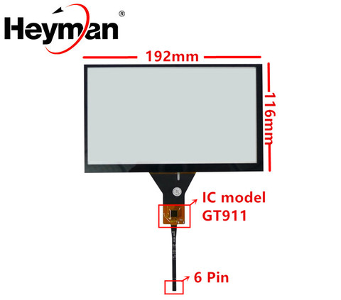 Universal 8 inch 192mm*116mm GT911 Capacitive Touch Digitizer Car DVD navigation Touch screen panel Glass ► Photo 1/1