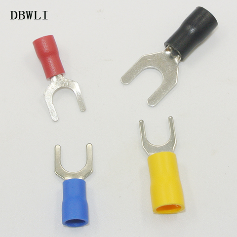 50PCs #6 22-16/16-14/12-10 AWG Pre-Insulating Fork Spade Cable Wire Connector Furcate Fork Spade Crimp Terminals ► Photo 1/1