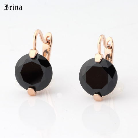 Irina Round CZ Earrings Women Gem Ear Drop Earring Vintage Jewelry Zircon 585 Rose Gold Color earrings multicolor ► Photo 1/6