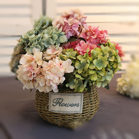 6 head/bouquet Hydrangea Artificial Silk Flowers Bridal hand Bouquet Fake flowers For Wedding Home Decoration flores artificial ► Photo 1/6