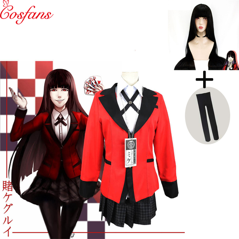 Anime Kakegurui Jabami Yumeko Cosplay Costume Japanese Red Full