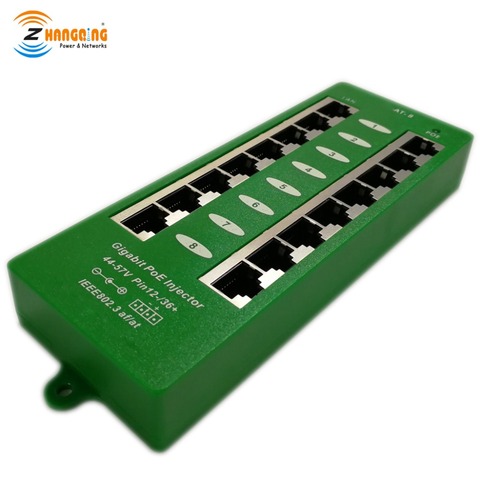 Security 802.3at Standard PoE Injector, 8port Gigabit 1000Mbps Active PoE Patch Panel For WiFi Access Point PoE Camera ► Photo 1/4