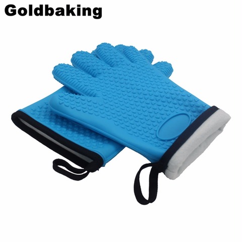 1 Pair (2 pieces) Silicone BBQ Gloves Heat Resistant Oven Mitt Non-Slip Potholders Internal Protective Cotton Layer ► Photo 1/6