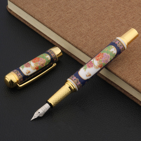 luxury quality CHINESE Blue and White Porcelain Fountain Pen peony Flower Painting Nib ink pens Stationery Office supplies new ► Photo 1/6