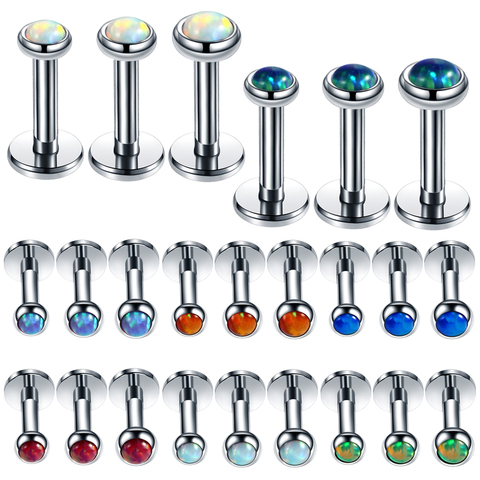 3pcs/lot 16G Surgical Steel Opal Labret Ring Piercing Tragus Lip Stud Rings Lip piercings Earrings Monroe Pircing Body Jewelry ► Photo 1/6