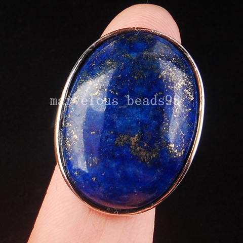 Free Shipping Women Fashion Jewelry 20x27MM Natural Lapis Lazuli Oval Women Men Bead Ring  6.5~12