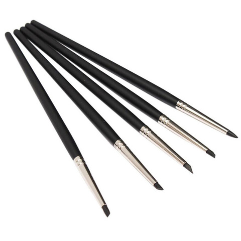 Great 5pcs 15cm Pottery Clay Sculpture Carving Tools Silica Gel Pen Painting Nail Brush Set Different Shapes Art Craft Supplies ► Photo 1/6