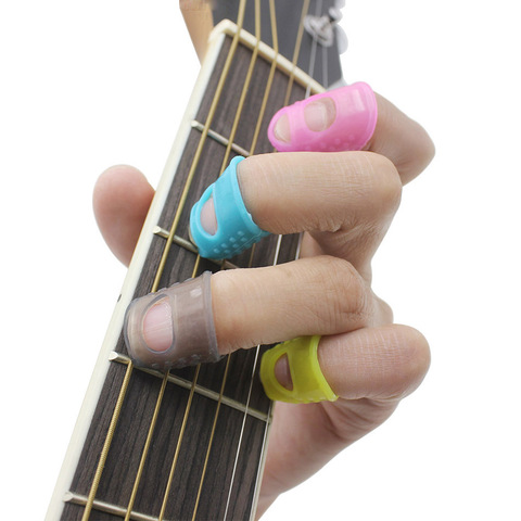 ammoon 4 in 1 Fingertip Protector Silicone Guitar Fingerstall Guitar Ukulele String Finger Guard High Quality Guitar Parts ► Photo 1/6