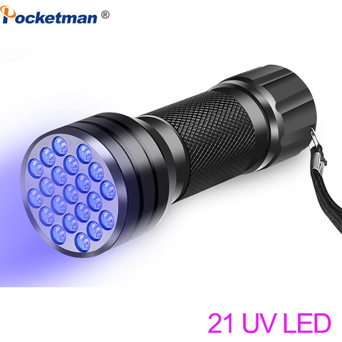 UV Flashlight 21LED 12LED UV Light 395-400nm LED UV Flashlights linterna torch Ultraviolet Black Light lamp ► Photo 1/6