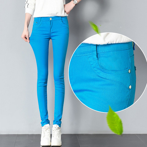 FSDKFAA Women Pants Candy Jeans 2022 Spring Fall Pencil Pants Slim Casual Female Stretch Trousers White Jeans pantalones mujer ► Photo 1/6