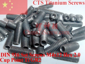 Titanium Set Screws M4x12 DIN 916 Cup Point 10 pcs Ti GR2 ► Photo 1/1