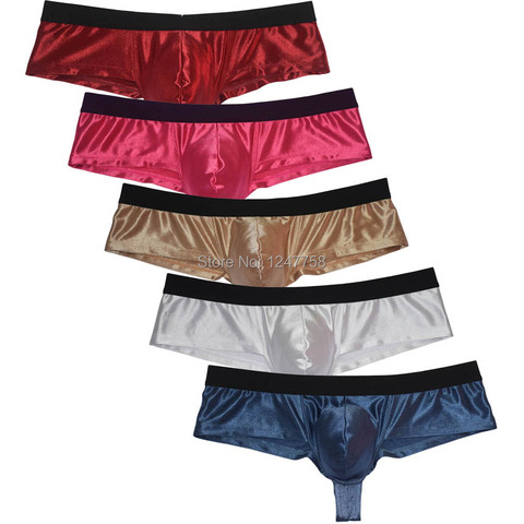 Men Cheeky Boxer Bikini Underwear Male Shiny Fabric Shorts Trunks Shiny 1/2 Coverage Bikini Bokserki Meskie ► Photo 1/6