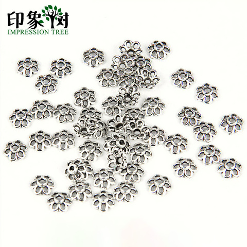 50pcs 6mm Zinc Alloy Silver Flower Star Spacer End Beads Caps Charms For Jewelry Making Bracelet Accessories 854 ► Photo 1/4