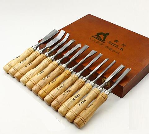 Wood Carving Tool Kit 12 PCS/Set  Graver Knife Root Woodworking Engraved Tools Wood Working Chisel. ► Photo 1/6