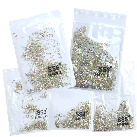 SS3-ss8 1440pcs Clear Crystal AB gold  3D Non HotFix FlatBack Nail Art Rhinestones Decorations Shoes And Dancing Decoration ► Photo 1/4