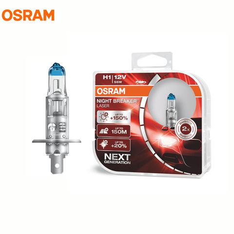 OSRAM H1 12V 55W P14.5s New Night Breaker Laser Next Generation Car Lamps Halogen Headlight +150 More Brightness 64150NL, 2X ► Photo 1/4