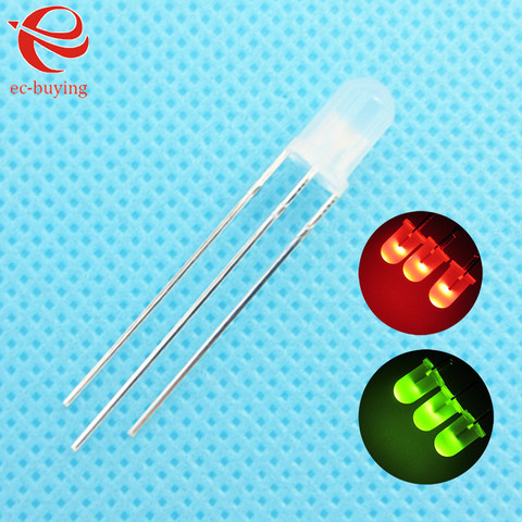 3mm LED Bi-Color Diffused Red Green Common Cathode Round Light Emitting Diode Dual Foggy Two Plug-in Practice DIY Kit 50pcs /lot ► Photo 1/5