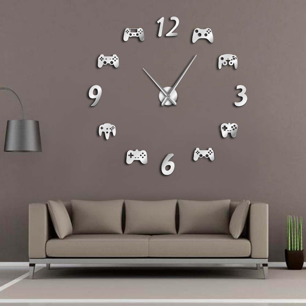 Buy Online Video Game Controllers Diy Large Wall Clock Game Room Decor Modern Design Freamless Giant Wall Clock Game Boys Room Wall Watch Alitools