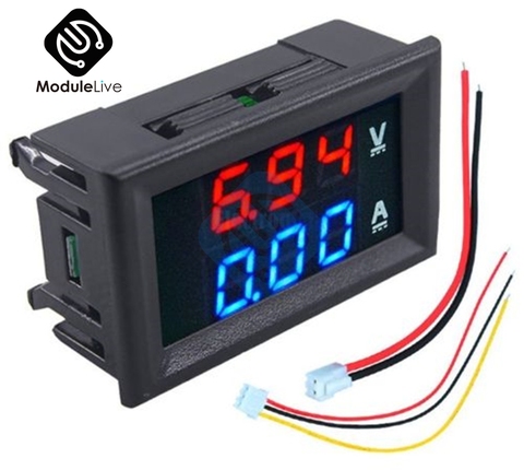 Mini Digital Voltmeter Ammeter DC 100V 10A/50A Panel Amp Voltage Volt Current Meter Tester 0.56'' 0.56inch Blue Red ► Photo 1/6
