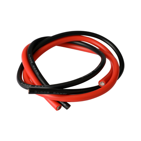 10 AWG Stranded Wire Hook-up Flexible Silicone Electrical Wire Rubber Insulated Tinned Copper 600V 0.5m Black+0.5m Red ► Photo 1/3