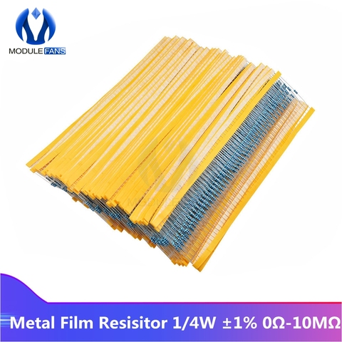 500PCS Metal Film Resistor 1/4W 0.25W 0Ohm-10Ohm 0R-10M 100R 200R 1K 1.5K 2K 3K 10K 100K 1M 2M 3M 10M Ohm Resistance 1% +1% -1% ► Photo 1/1