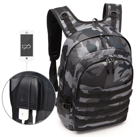 PUBG Backpack Men School Bag Mochila Pubg Battlefield Infantry Pack Camouflage Travel Canvas USB Headphone Jack Back Knapsack ► Photo 1/6