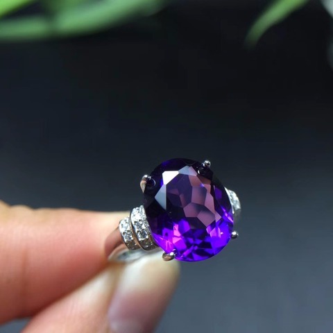 Natural amethyst ring, 925 silver, 5 carat gemstone, authentic color, clean ► Photo 1/5