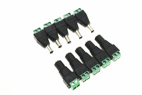 5 PAIRS 12V green  5pcs Female +5 pcs Male DC connector 2.1*5.5mm Power Jack Adapter Plug Cable Connector for ► Photo 1/5