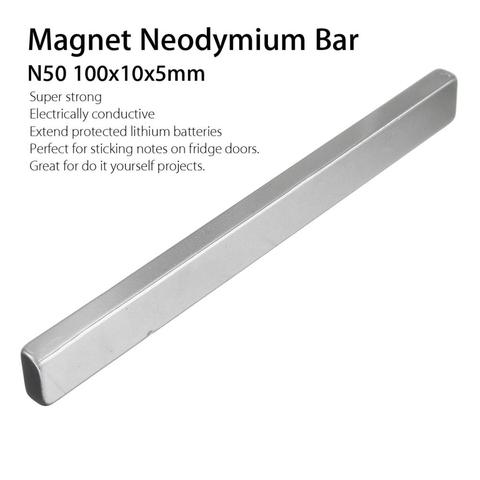 2Pcs N50 Rectangle Strong Block Neodymium Rare Earth Magnet Bars 100x10x5mm ► Photo 1/4